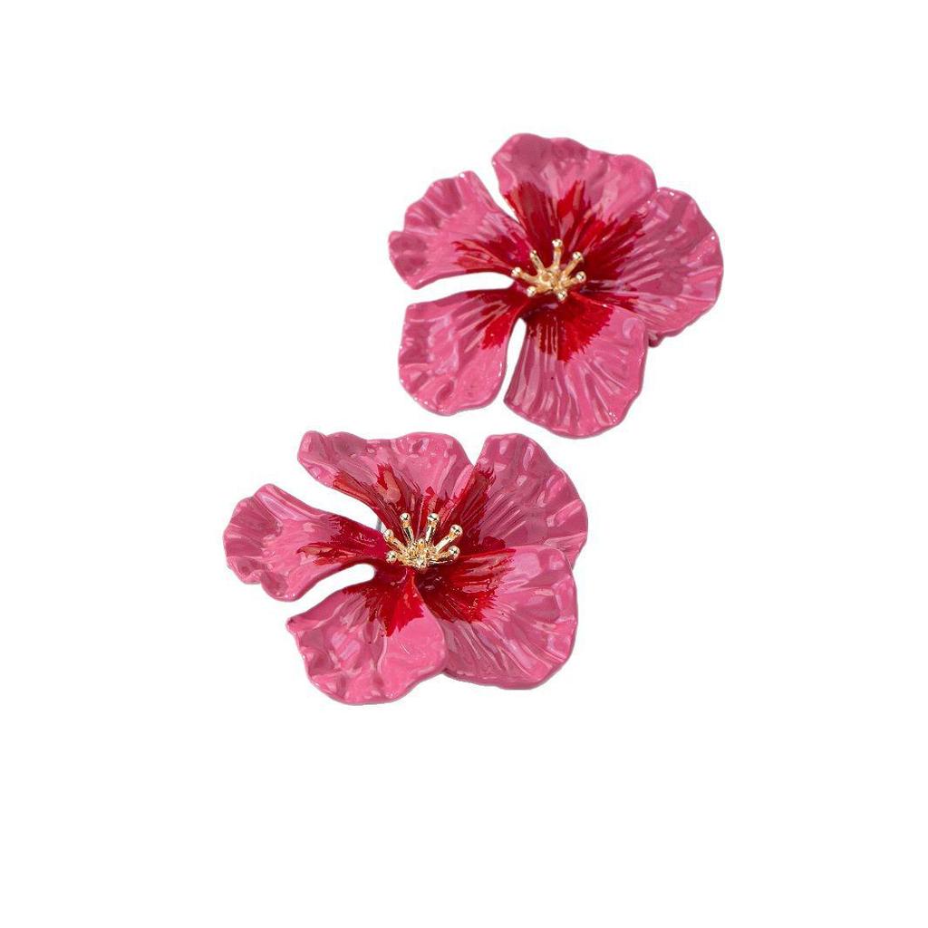 2025 Retro Red Petal Earrings: Women's High-End, Versatile Ear Studs