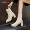 Fashion Aphixta Solid Color Sexy Women Ankle Boot 7cm High Heels Modern Sock Boots Shoes Woman Boats Botines Para Mujeres Big Size 42