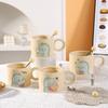 Легкая роскошь в стиле инс, керамическая кружка с динозавром, милая кружка с крышкой и ложкой, бытовая, высокая ценность, кофейная чашка, сувенир