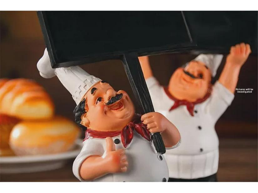 Chef Welcome Sign Ornament – Creative Home Décor Chef Figurine with Message Board