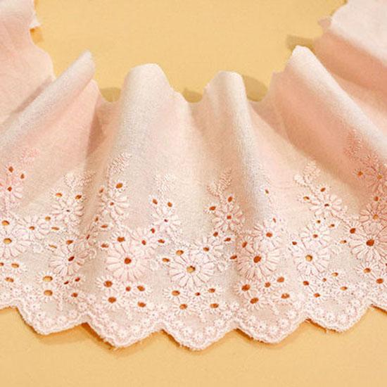 1Y(91CM) Flower Hollow 14CM Wide Cotton Cloth Lace Trim Fabric Clothes Accessories Cuffs Skirt Hem