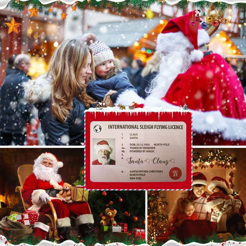 Праздничный атрибут Сани Летящие Водительское удостоверение Рождественский подарок Водительское удостоверение Санта-Клауса Рождественская открытка