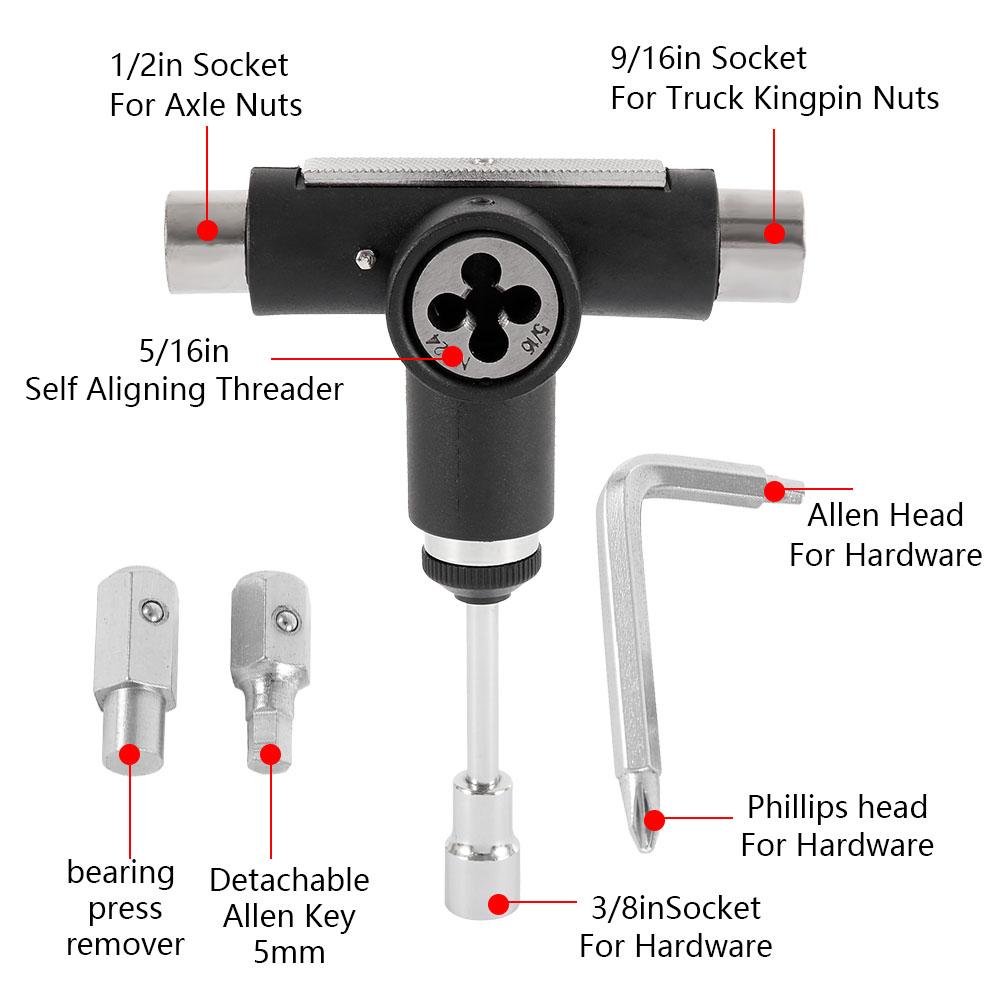 Многофункциональный Т-образный инструмент для ремонта скейтборда Skate Tool Skateboard Tool Skateboards Гаечный ключ