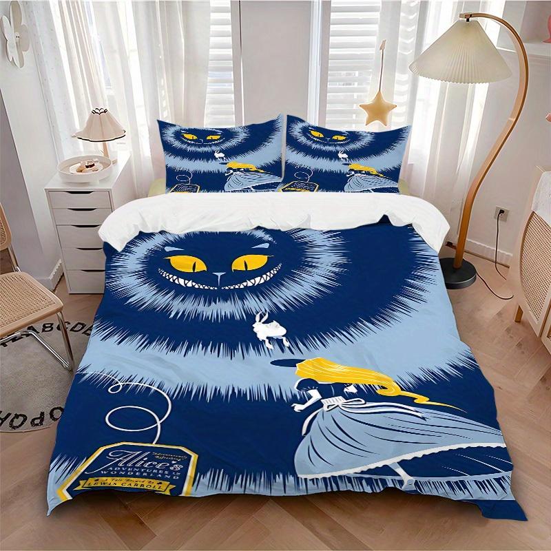 3pcs Alice Wonderland 1 Cover+2 Pillowcases, Pillow Inserts Not Included, Machine Washable, All-Season Use, Teen and Adult Rooms125