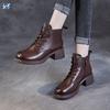 Leather Women's Shoes Thick Heel Short Boots Martin Boots Women's New Autumn and Winter British Soft Leather Fashion Show Feet Small Boots