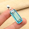 Blue Topaz Gemstone Handmade 925 Solid Sterling Silver Pendant For Wedding Gift