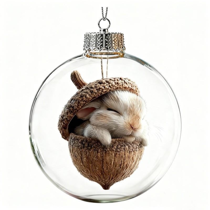 Acrylic Christmas Ornament With Cute Cat Design - Hanging Decor Tree Home Holiday Gift