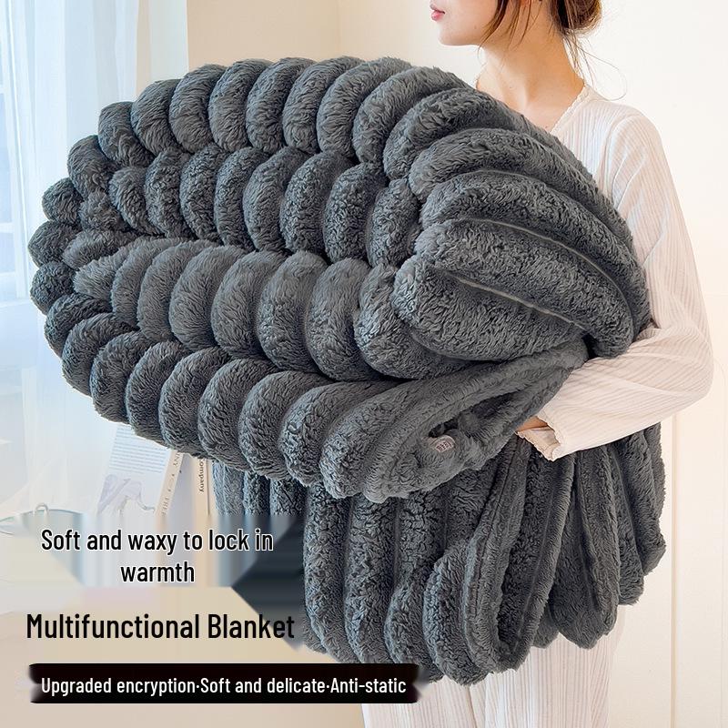 Теплое одеяло из плюша с кроличьим мехом и кораллового флиса: Утолщенное одеяло для зимы, весны и осени – идеально для общежития, односпальной или двуспальной кровати.