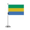 Drapeau De Bureau - Gabon - 14 X 21 Cm - Polyester - Impression Recto/verso - Acier Inoxydable