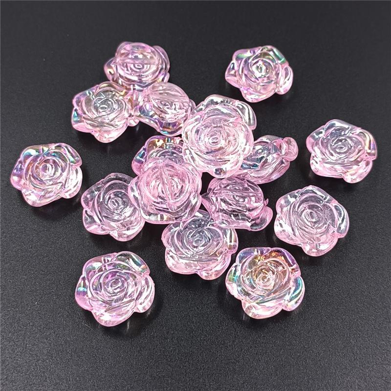 Творческие 10 шт DIY ювелирные аксессуары для браслета ожерелья изготовление подвесок творческие AB Magic Color Charms плоскодонные перфорированные бусины-розы мода