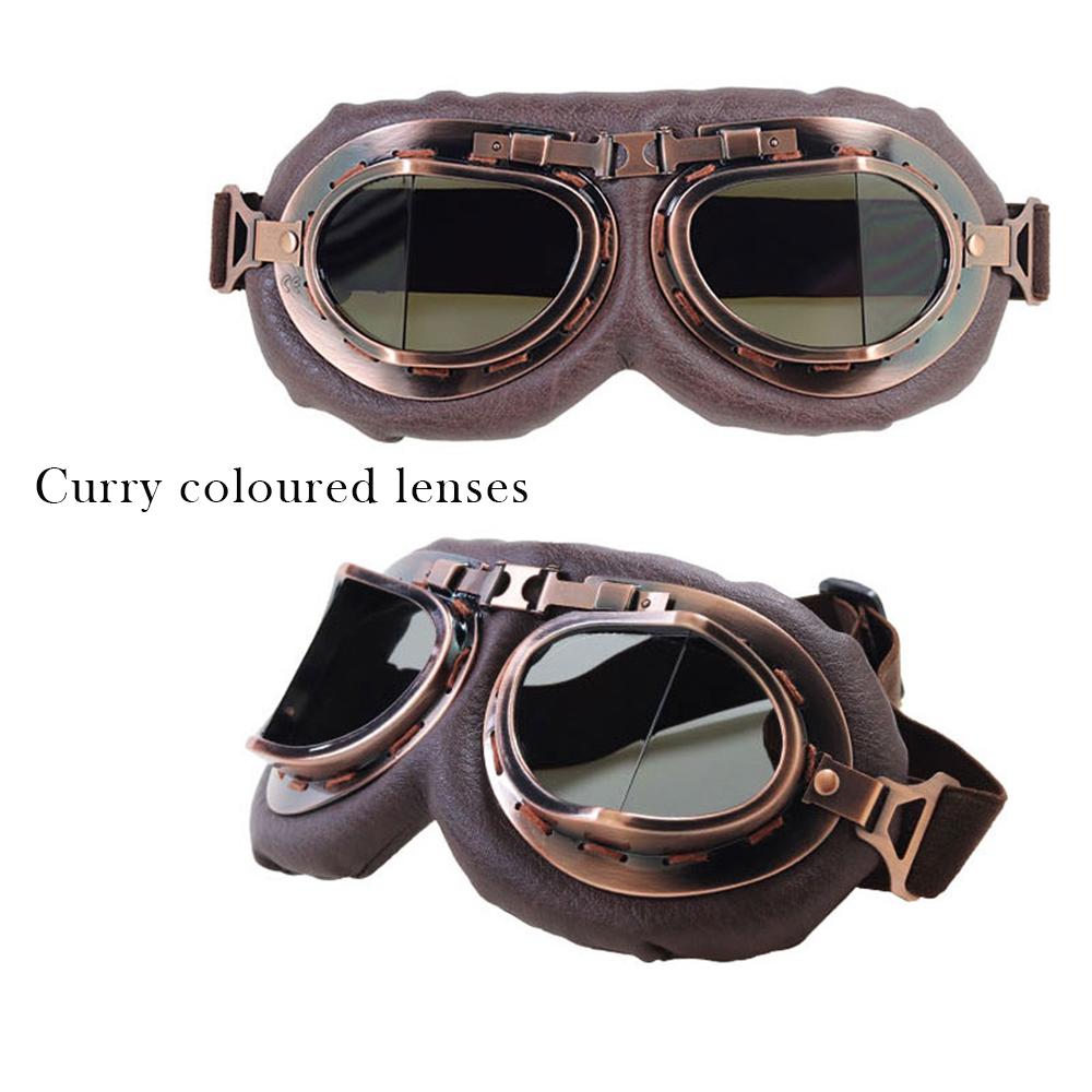 Retro Motorcycle Goggles Glasses Vintage Helmet Moto Pilot Classic Fog-proof Goggles for ATV Copper Motocross Glasses Eyewear
