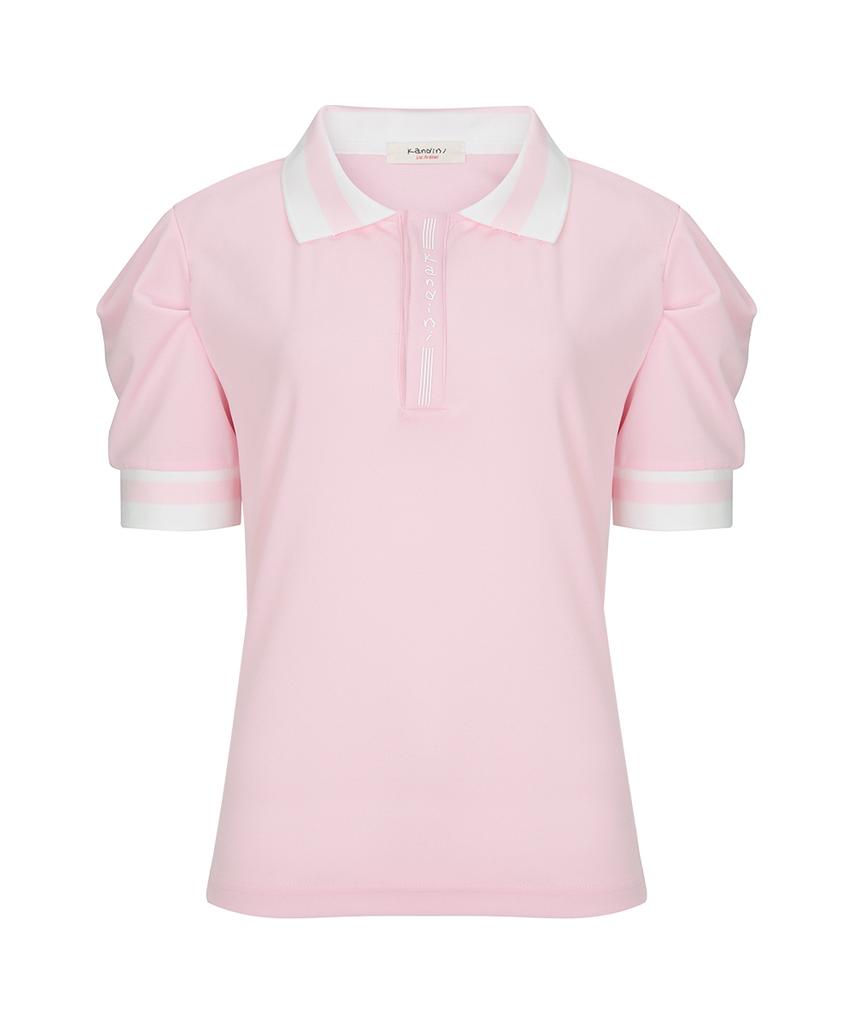 KANDINI Pink Line Puff Collar Tee