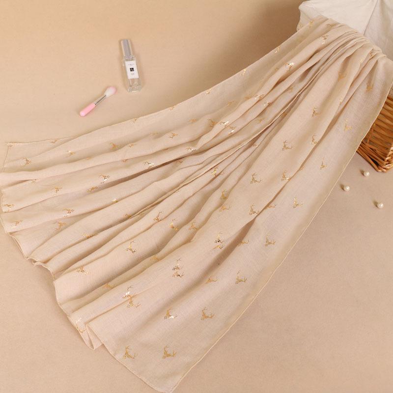 New Deer Autumn and Winter New Product Shawl Cotton Linen Linen Monochrome Bronzing Women's Scarf Long Scarf Versatile