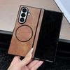 Роскошный кожаный чехол для телефона с магнитным шарниром для Samsung Galaxy Fold 7 6 5 4 3 5G, беспроводная зарядка, жесткая мягкая силиконовая бамперная крышка