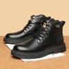 Модная осенне-зимняя теплая для мужчин мужская обувь на платформе нескользящая и износостойкая для улицы и на каждый день ботинки с высоким верхом