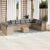 11 piece Garden Sofa Set with Cushions Beige Poly Rattan