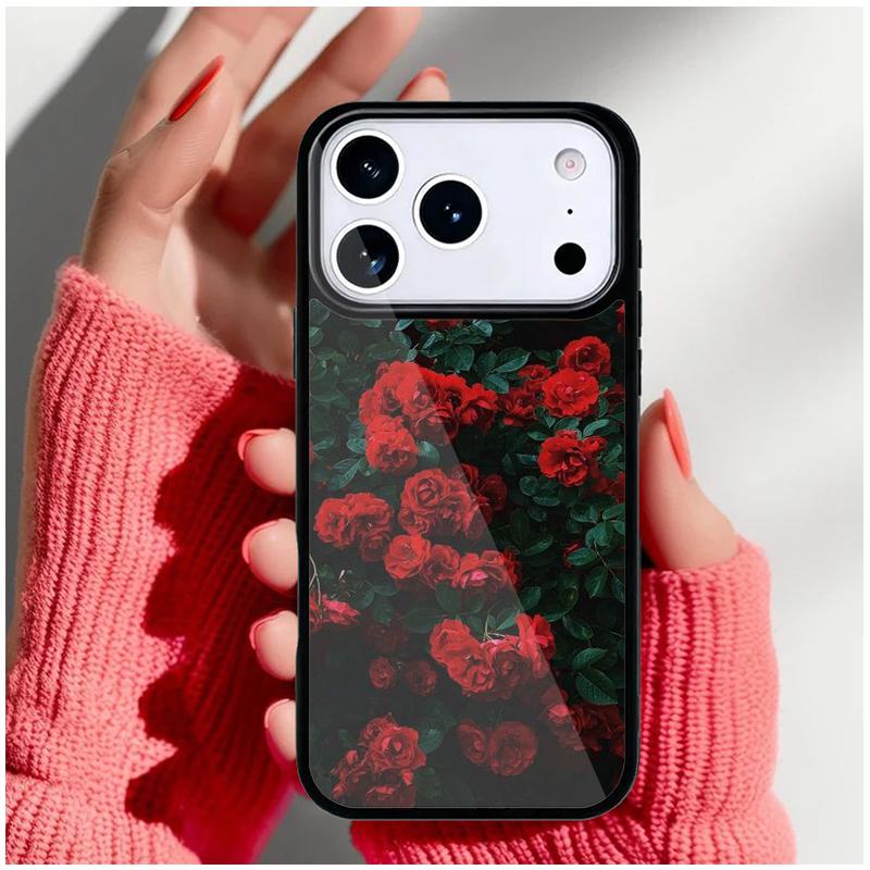 Ярко-красные розы Цветы Чехол для телефона для iPhone 17 16 15 14 13 Pro Max Задняя крышка для 12 11 Pro Coque
