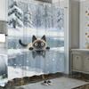Кошка породы рэгдолл в пруду с цветущей сакурой Водонепроницаемая шторка для душа для декора ванной комнаты