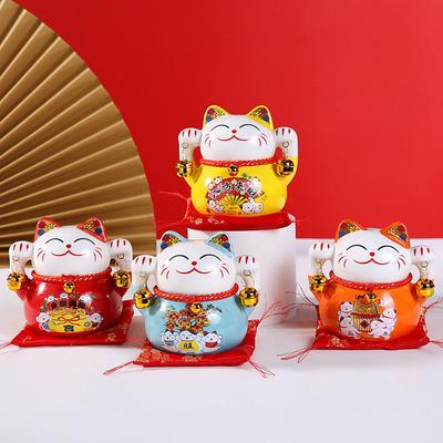 4,8-дюймовая керамическая монетница Maneki Neko Fortune Cat, копилка, украшение для стола, фигурка котенка