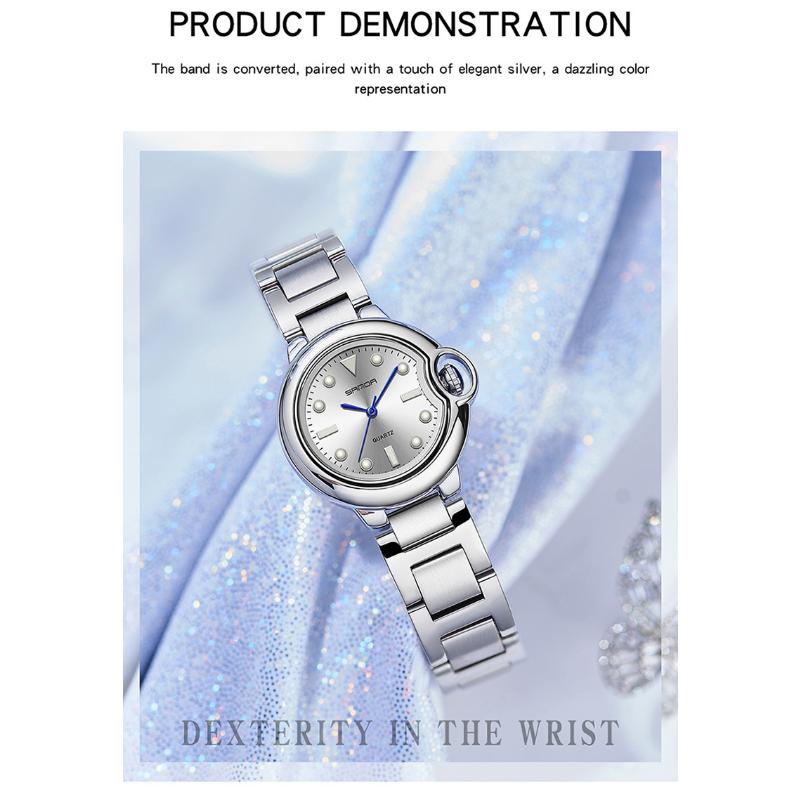 SANDA Couple Trend Cool Men's and Women's Large Dial Waterproof Quartz Watches Fashion Personality Blue Ball Men's Watches