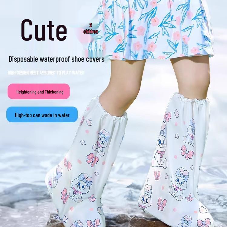 Children's Waterproof Non-slip Rain Shoe Covers - Thick, Wear-resistant for Travel and School