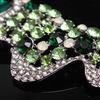 Green Crystal Diamond Short Clavicle Necklace Earrings Set Dress Dinner Banquet Bridal Women's Jewelry