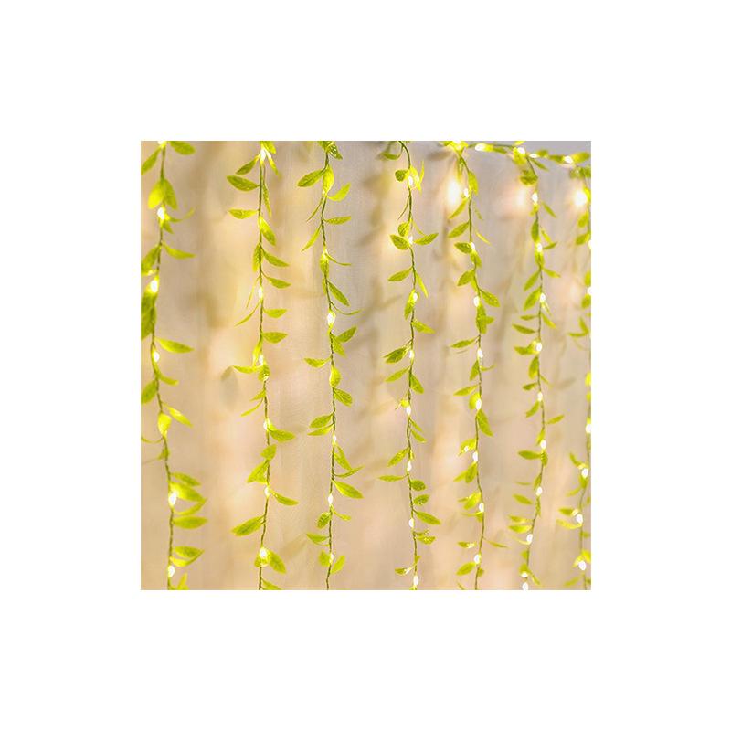 Светодиодные гирлянды из медной проволоки с зелеными листьями, управляемые по USB, для домашнего декора