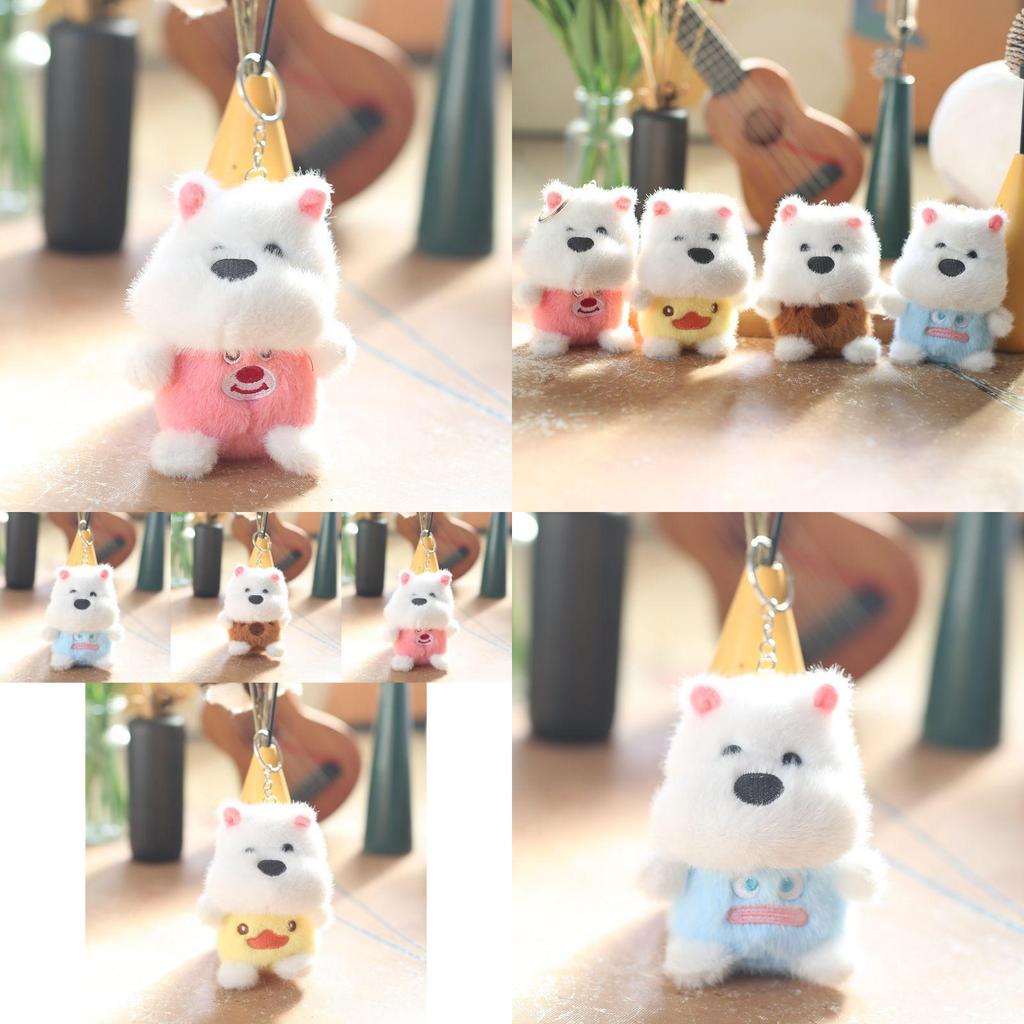 Soft And Lovable Plush Dog Pendant Charming Samoyed Keychain Doll For Kids