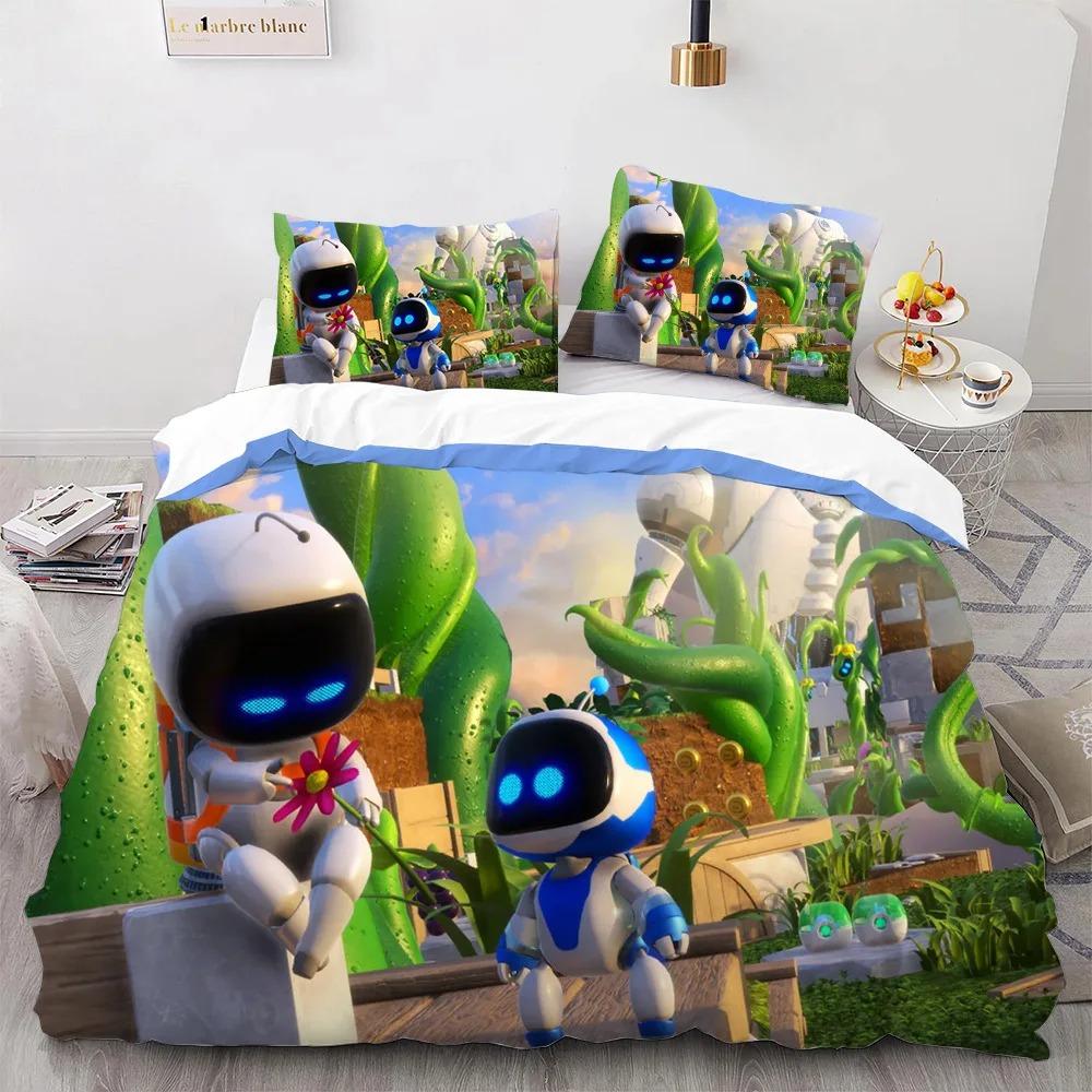 Astro Bot Cute Cartoon Bedding Set Duvet Cover Pillow Case Single Double King Size Adult Boys Bedroom