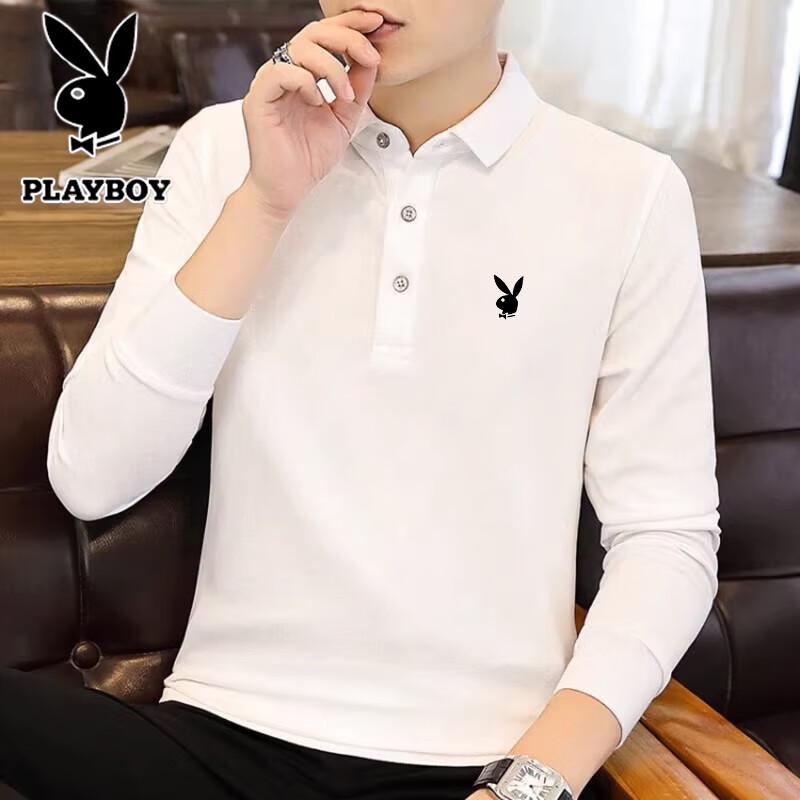 PLAYBOY Мужская весенне-осенняя рубашка-поло с длинным рукавом и отложным воротником