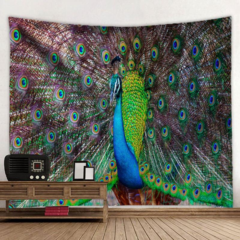 Красивый пейзаж с павлином, гобелен, 3D лесной водопад, пейзаж, настенный домашний фон, тканевый декор, садовый плакат для улицы
