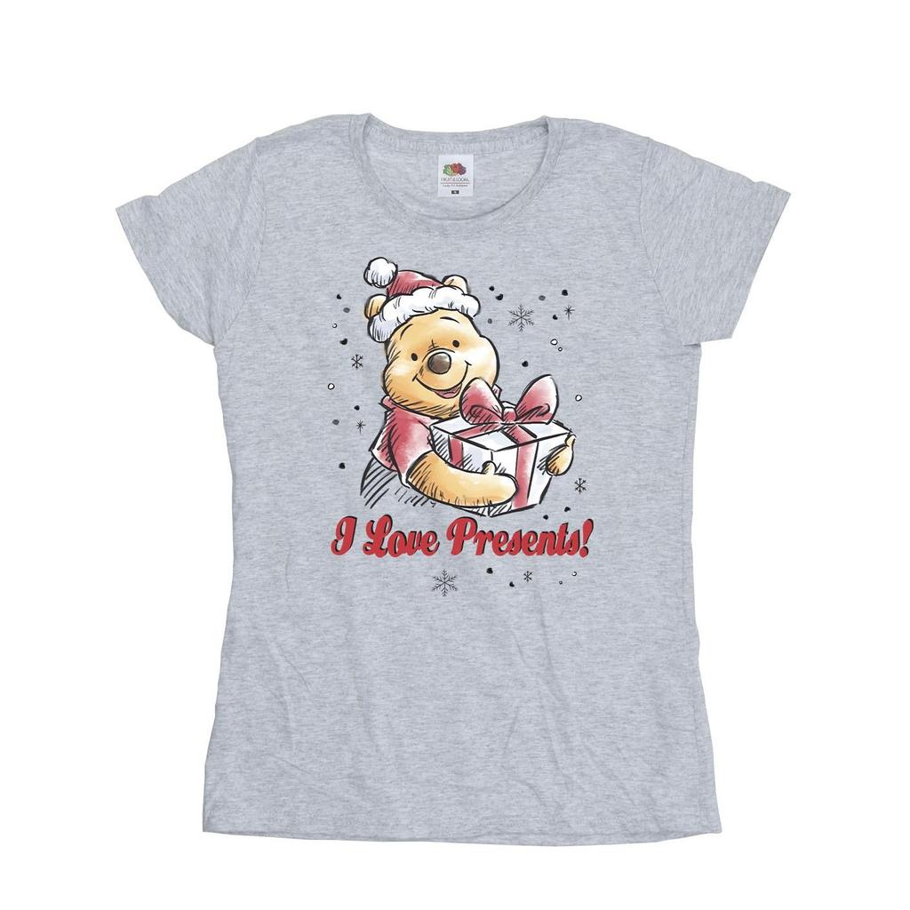 Disney Womens/Ladies Winnie The Pooh Love Presents Cotton T-Shirt