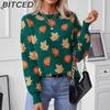 Women's Autumn/Winter Knitwear Maple Leaf Jacquard Pattern Casual Pullover