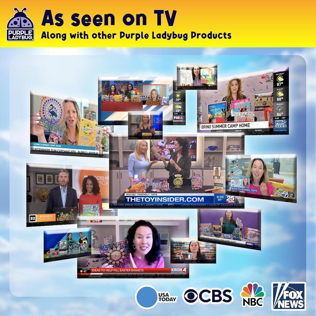 PURPLE LADYBUG SUNGEMMERS Suncatcher Gem Art for Kids - Fun Valentines Day Crafts for Ages 6-12, Birthday Gift for Girls 6-8, 8-12, Arts & Crafts