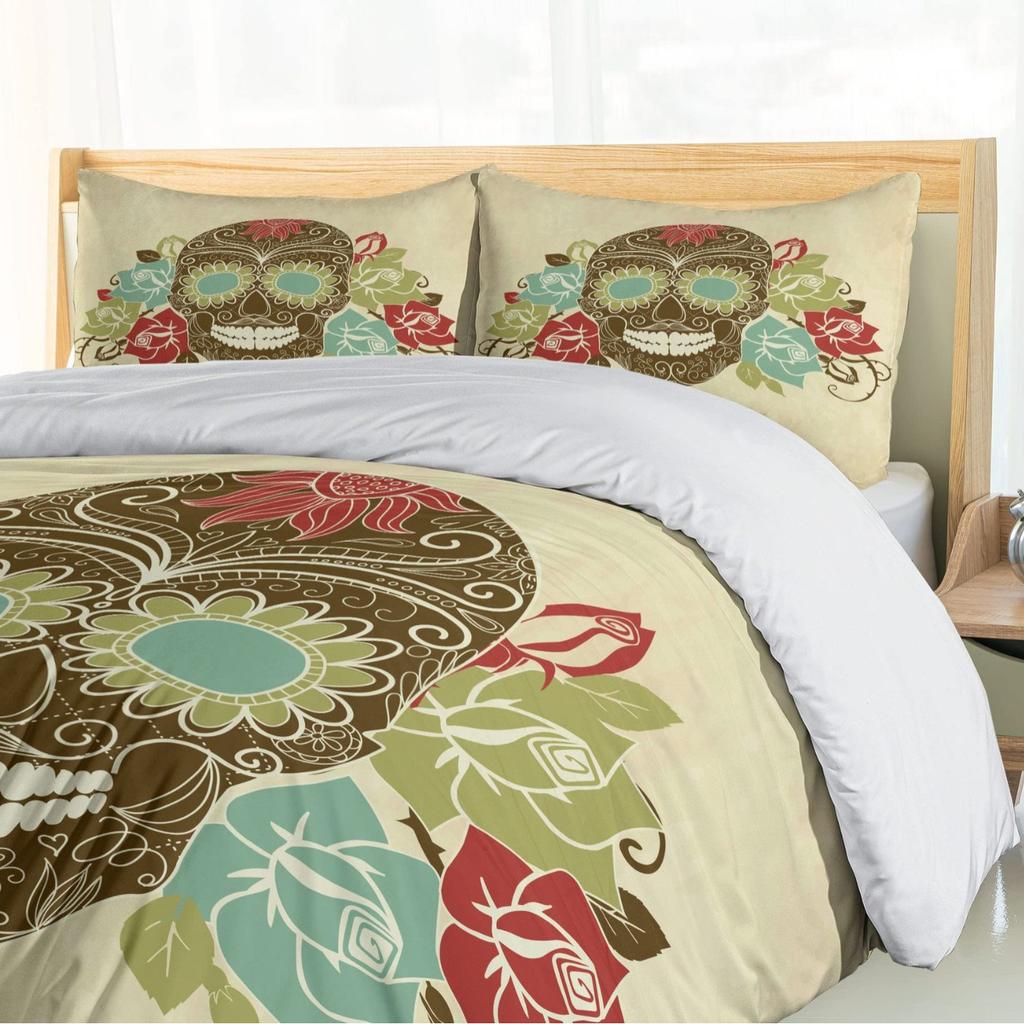 Gothic Retro Skull Three-piece Quilt Cover 3D Digital Printing Bedding Set Bed Cover