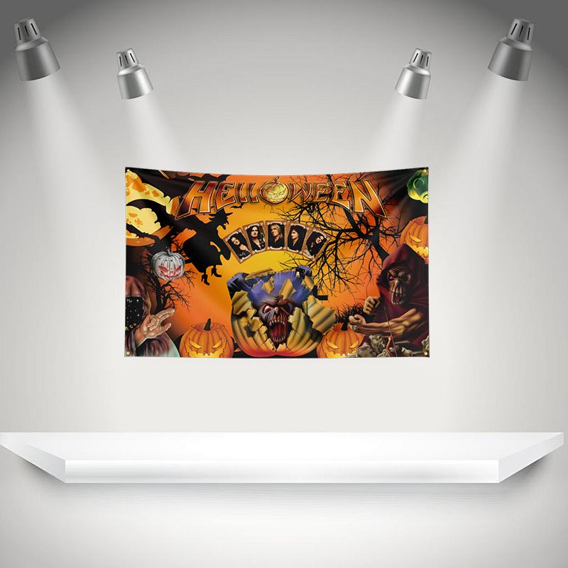 H-HELLOWEEN Flag Rock Music Band Banner HD Printing Tapestry Exhibition, Music Band Fans, Garage Decor