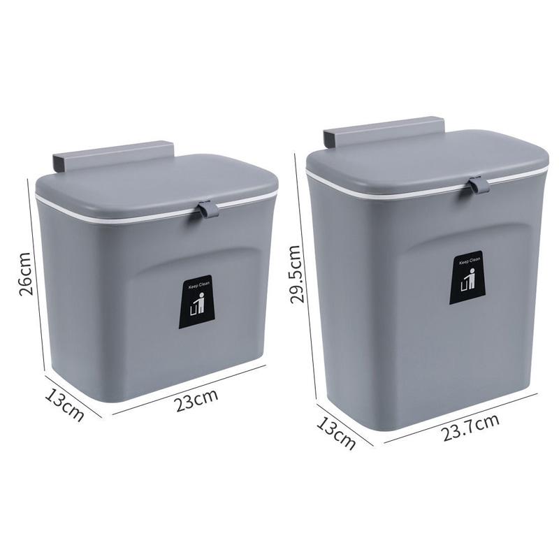 Wall Mounted Kitchen Waste Bucket Non Perforated With Cover Waste Storage Bin Kitchen Bathroom Large Capacity Garbage Bin