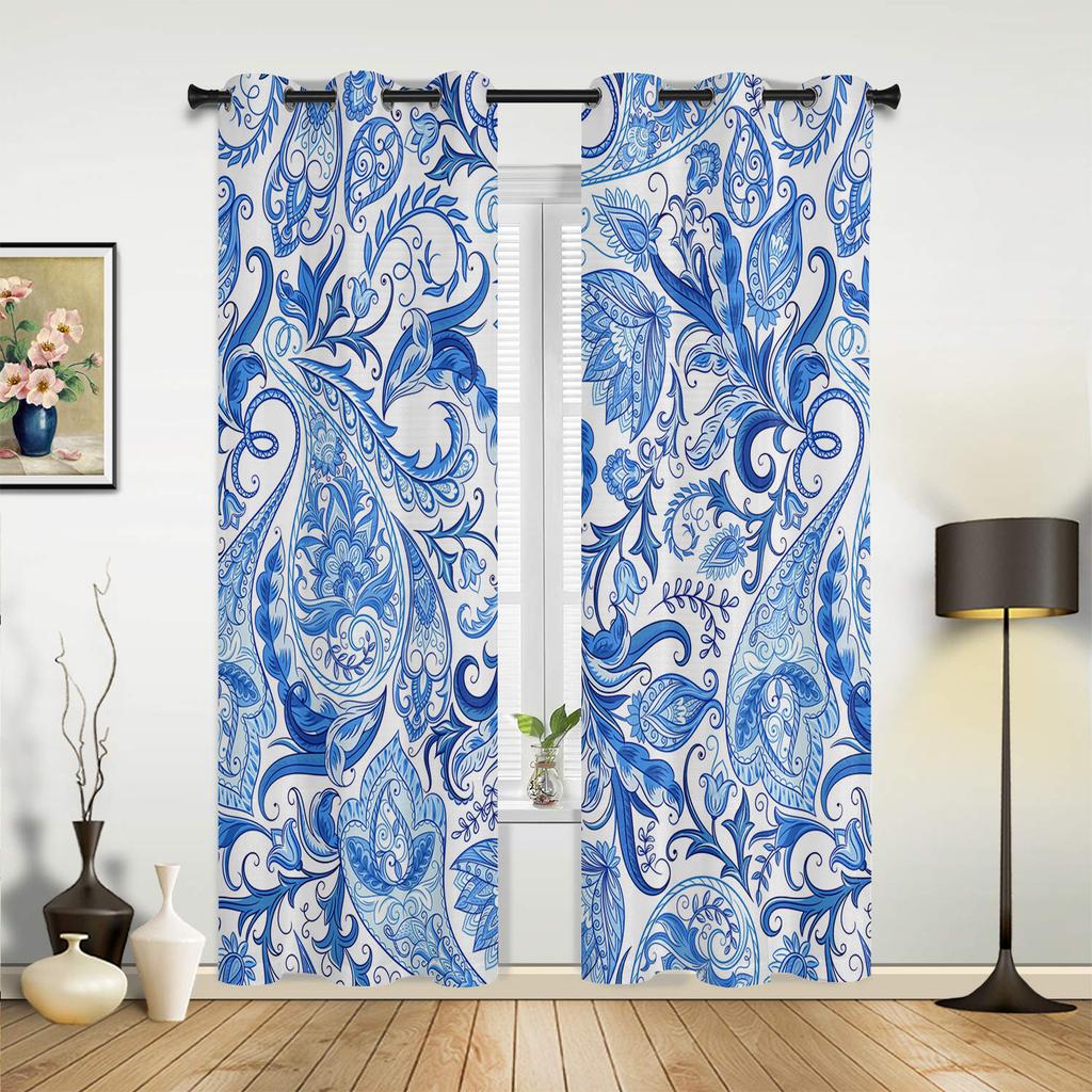 Черно-белая бандана Bohemia Hall Curtains For Living Room Kitchen Boy Girl Bedroom Long Curtain For Windows Cortinas Home Decor