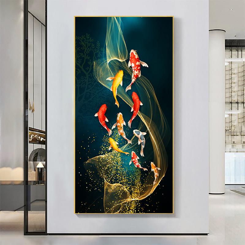 Картины с рыбками кои, современные постеры с животными, печать на холсте, абстрактные настенные художественные картины Куадрос для гостиной, домашний декор, БЕЗ РАМКИ