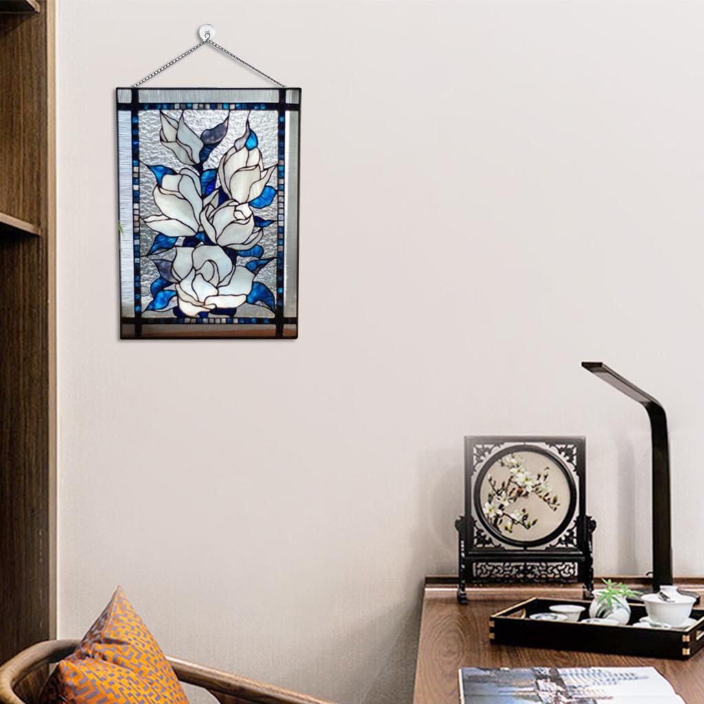 Stained Glass Window Stained Glass Window Hangings Panel Gorgeous Flowers with Chain Stainglass Window Decors Wall Art Flowers