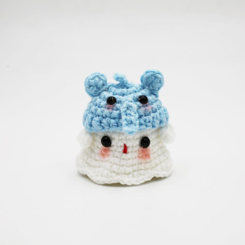 Crochet Knitting Ghost Keychain Creative Cartoon Knitted Ghost Ornament  Room Decor