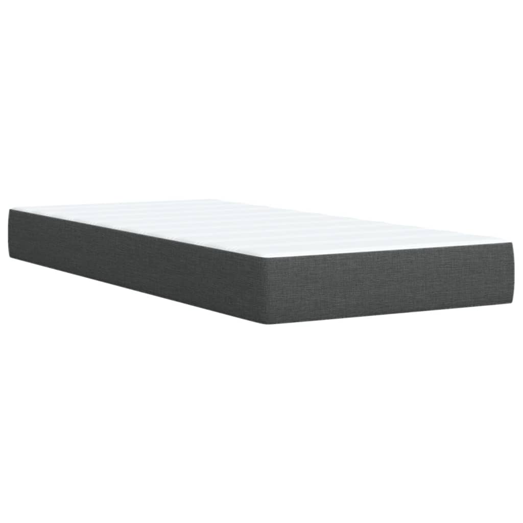 Box Spring Bed with Mattress Dark Grey 100 x 200 cm Fabric