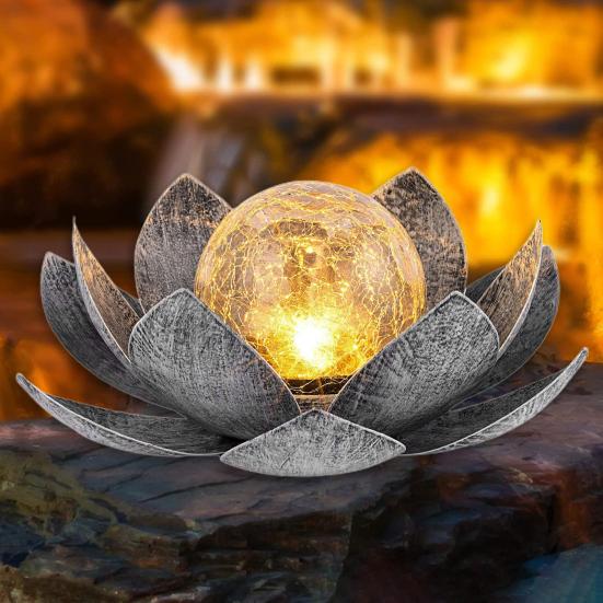 Солнечная лампа Lotus Light, автоматическое включение/выключение IP55, водонепроницаемый беспроводной дизайн, солнечная садовая лампа, украшение для лужайки, патио, улицы