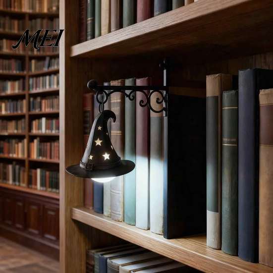 Decorative Bookends with Light Retro Bookend LED Night Warm Glow Hanging Mini Lantern, Anti-Slip Bookshelf Lamp Book Holder, for Reading Nook