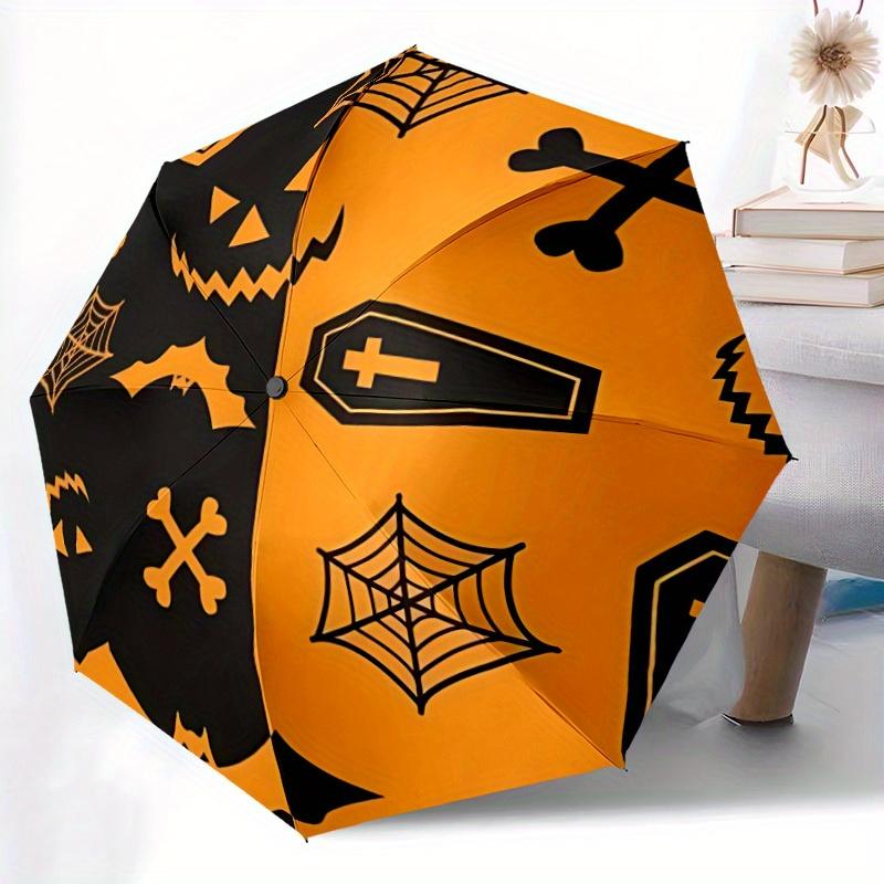 1pc Halloween Spooky Automatic Open 8-Rib Windproof Umbrella, Travel & Commuting, Suitable for All Seasons
