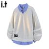 Men's :CHOCOOLATEit Faux Layered Collar Pullover Sweatshirt