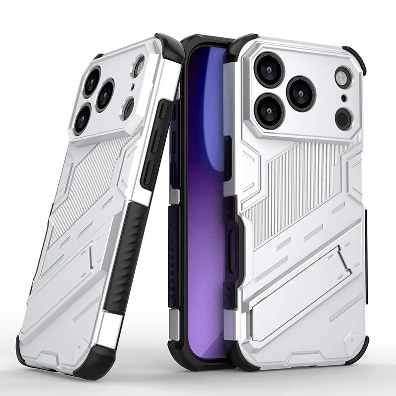 Для чехла iPhone 17 Pro Чехол для iPhone 17 16 15 Pro Funda Coque Armor Противоударный Держатель-подставка Жесткий ПК Задний Бампер iPhone 17 Pro Max