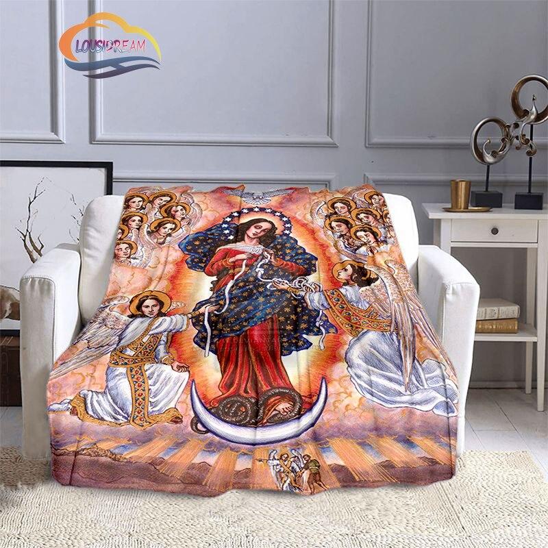 Одеяла с 3D принтом Христа Пресвятой Девы Марии, модные фланелевые кашемировые одеяла, модные религиозные мягкие покрывала, диванные одеяла