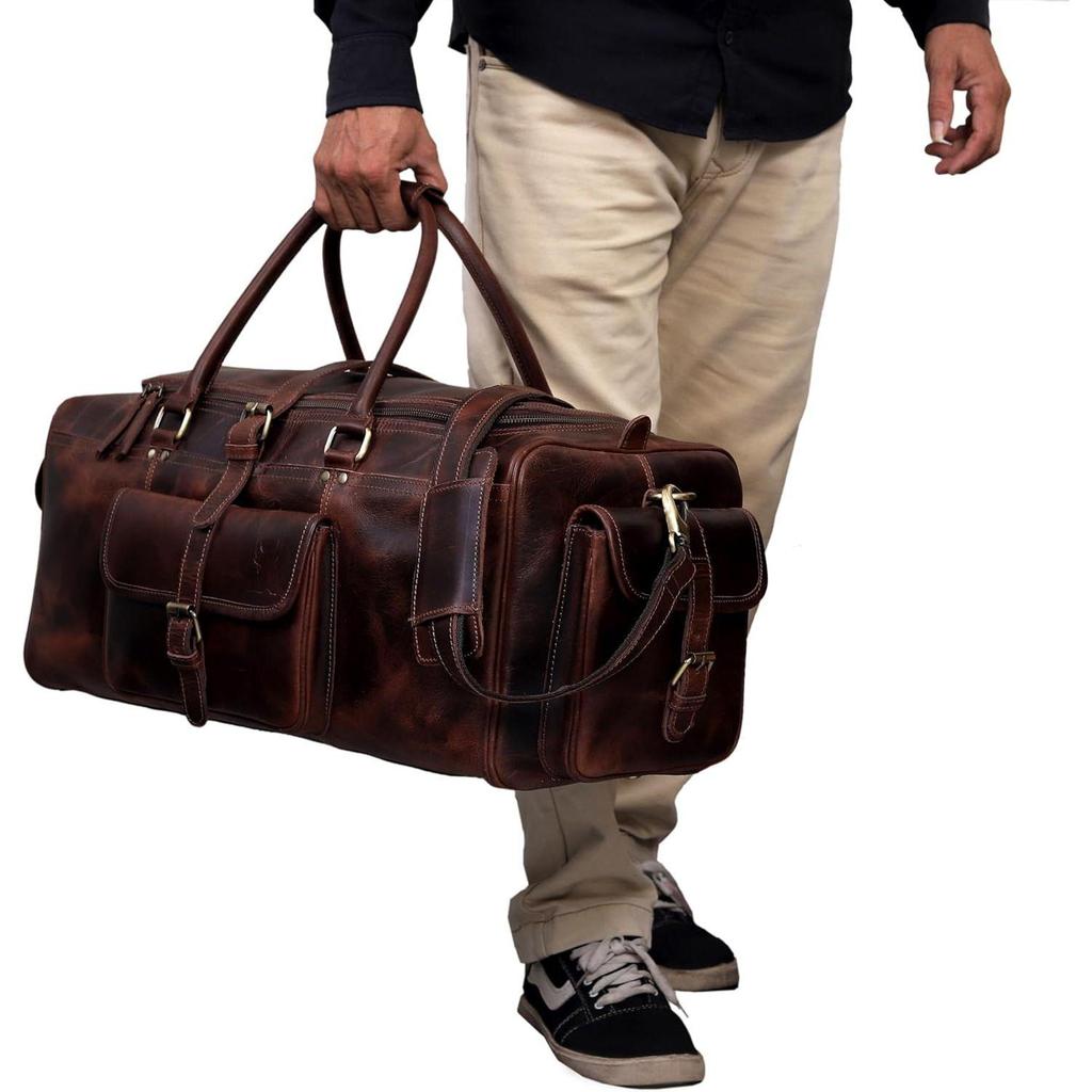 Новая дорожная сумка для мужчин и женщин, 28-дюймовая винтажная дорожная сумка из кожи буйвола, настоящая сумка для переноски на ночь