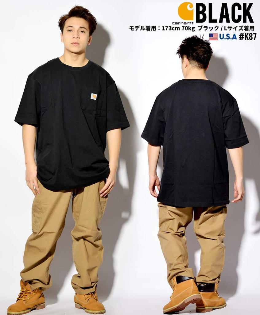 Large Short Chest L [Carhartt] Men's T-shirt, Size, Sleeve, Pocket, K87, Black, [Item]